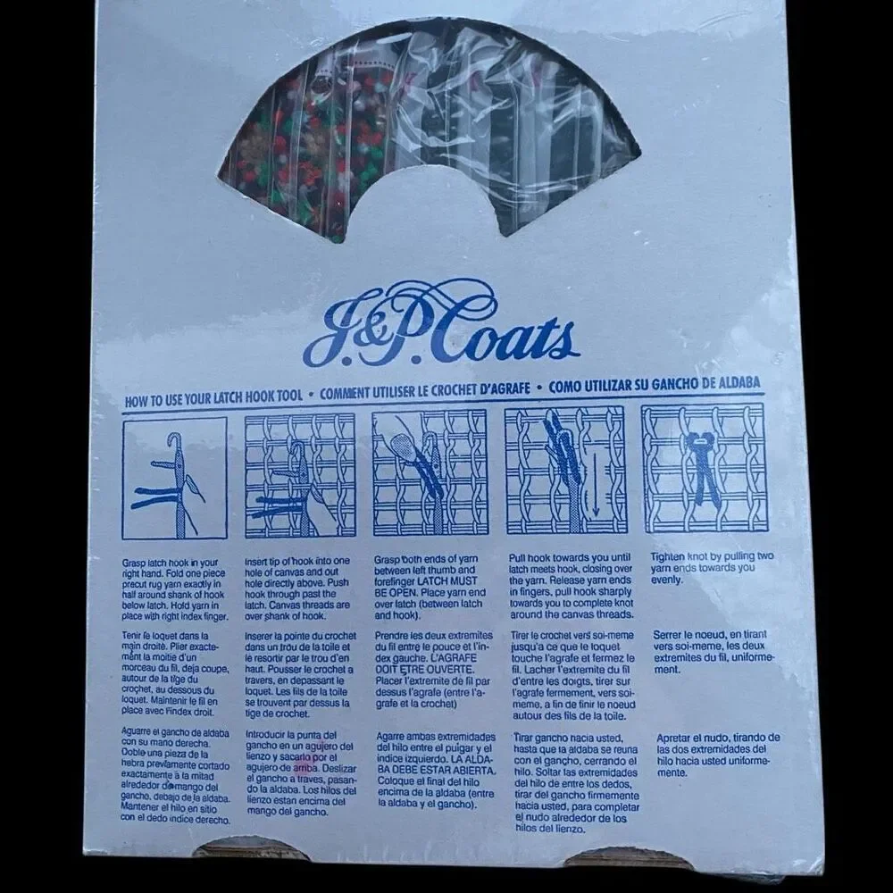 J&P Coats Plaid Bear Latch Hook Rug Kit 1997 Sealed in Package